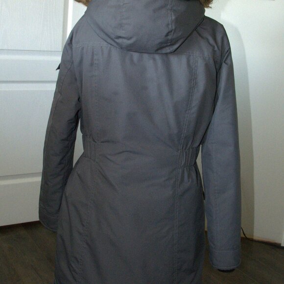 Abercrombie & Fitch Premium Arctic Parka Women's Gray Faux Fur Hood size Medium - Picture 3 of 8